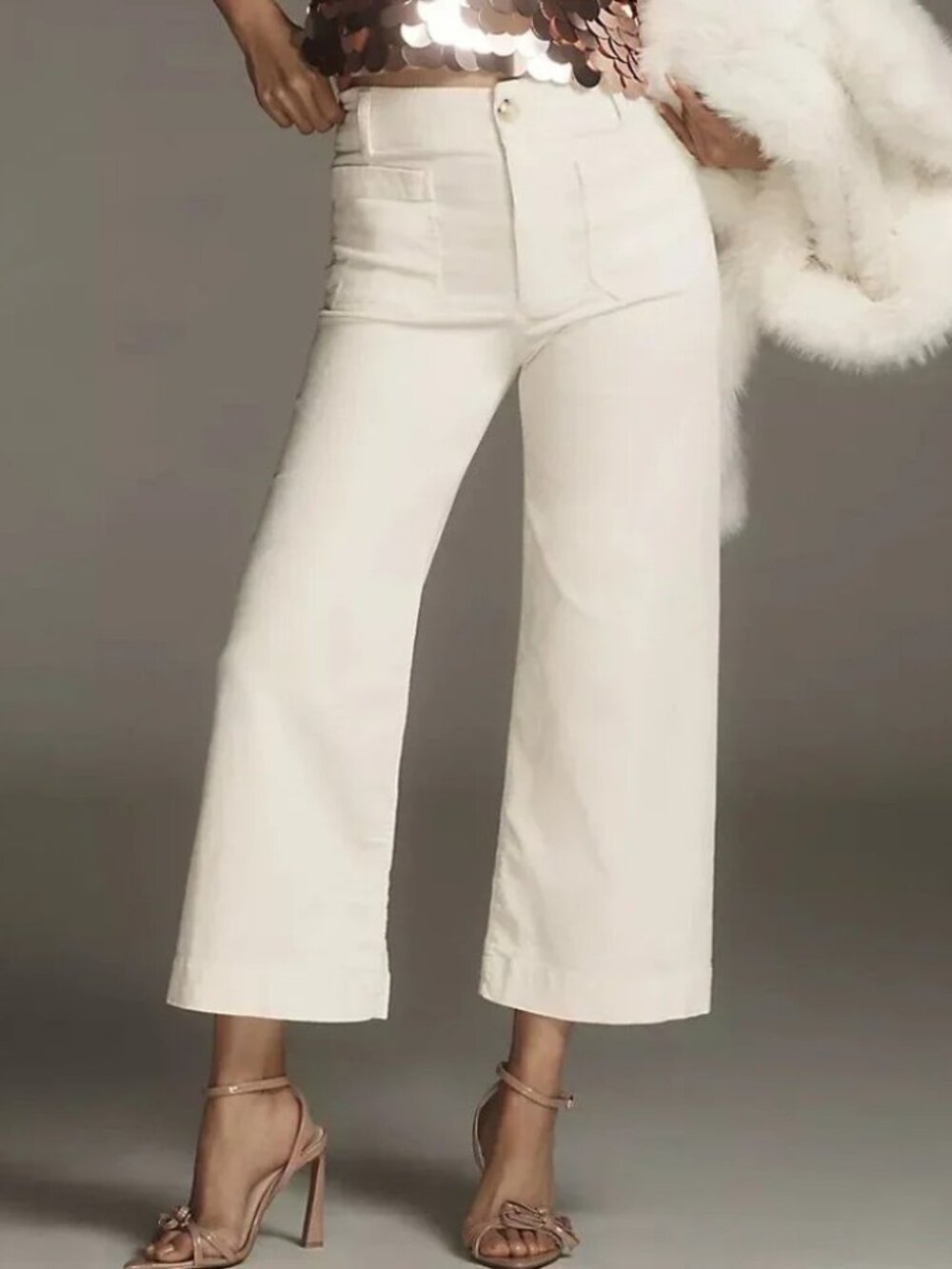 Anthropologie Maeve The Colette Corduroy High Rise Crop Wide Leg Pants Size 29